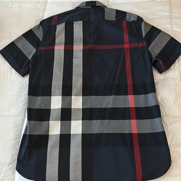 Short-sleeve Check Stretch Cotton Poplin Shirt - Picture 5 of 5